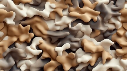 Poster - Military desert camouflage pattern with white and brown colored stars seamless design for various uses