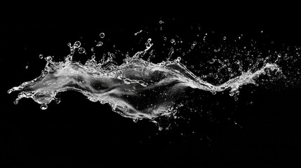 Poster - Silvery droplets leap and dance through the air, creating mesmerizing patterns against a stark black backdrop. A moment frozen in time, showcasing the beauty of water's movement