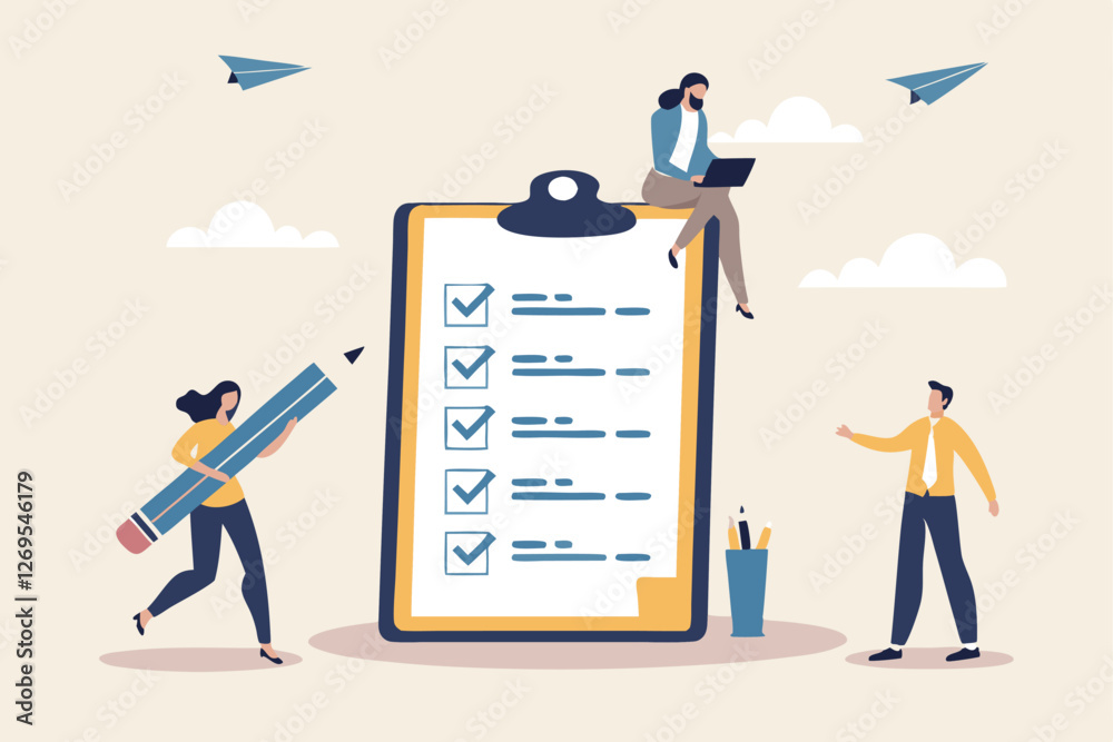 Checklist to complete project task, accomplish work checkmark, todo ...