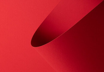 Poster - Bold scarlet red paper background with a deep matte texture and wavy edges. Vibrant crimson and cherry tones create an elegant, minimal, and abstract design with overlapping folds and subtle shadows.