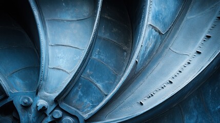 Poster - Blue Metal Industrial Turbine Close Up Detail