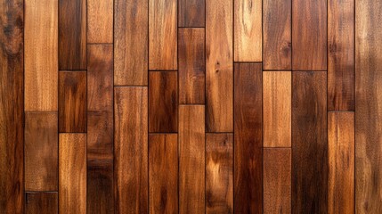 Poster - Wooden floor with brown wood texture featuring carved details and dark shades of teak wood grain