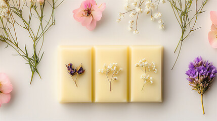 Canvas Print -  nature-inspired white chocolate bars with dried flowers