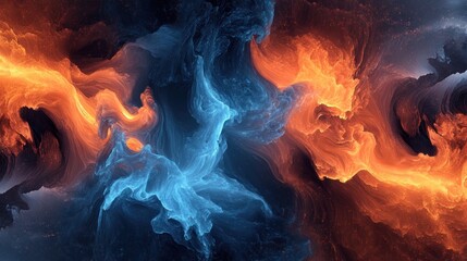 Poster - Abstract swirling fire and ice cosmic art