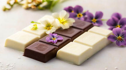 Canvas Print -  nature-inspired white chocolate bars with edible flowers