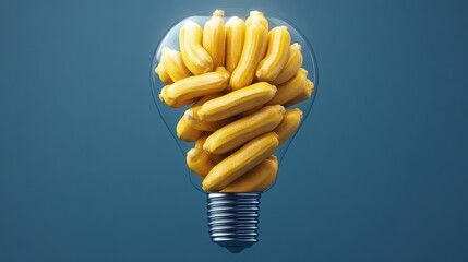 Poster - Light bulb filled with bananas representing eco-friendly and sustainable living concepts and ideas