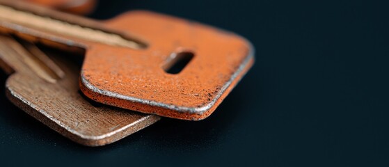 Poster - key insights on vintage keys close-up dark background detailed view unique aesthetic