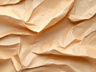 Poster - Crumpled paper texture close-up studio textural background neutral tones macro perspective abstract art