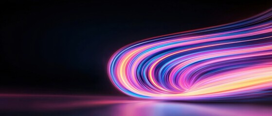 Poster - Dynamic light trails illustrating motion in a dark environment abstract art contemporary design