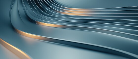Poster - Dynamic metallic waves abstract art modern design studio setting close-up visual flow