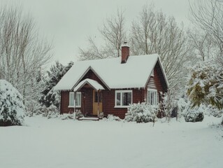 Sticker - Snow-covered house with winter landscape