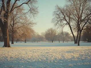 Wall Mural - Snowy Field with Trees