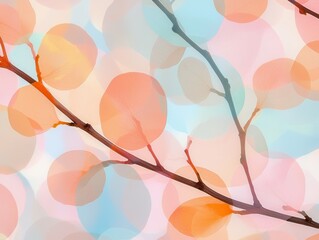 Poster - Abstract nature background with colorful circles and branches digital art soft environment artistic viewpoint