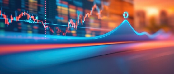 Poster - A vibrant digital graph depicting an upward trend, with dynamic lines and colorful bars, symbolizing financial growth and market analysis.