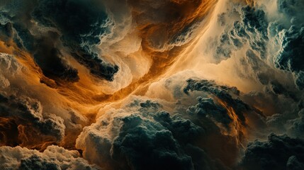 Poster - Abstract Cloud Formation Orange And Teal Hues
