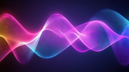 Poster - Abstract Colorful Neon Waves Flowing Dynamically
