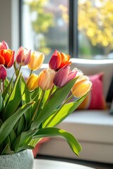 Wall Mural - Tulips on Table by Window