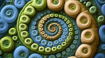 Poster - Abstract Spiral Formation Of Colorful Organic Shapes