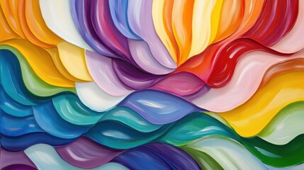 Poster - Abstract Colorful Wave Painting Impasto Style