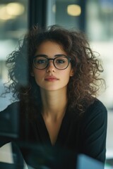 Wall Mural - Woman at computer