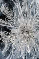 Canvas Print - Snowflake on Black Background