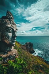 Canvas Print - Ocean Cliff Statue