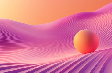 Poster - Abstract sphere on undulating surface, sunset hues