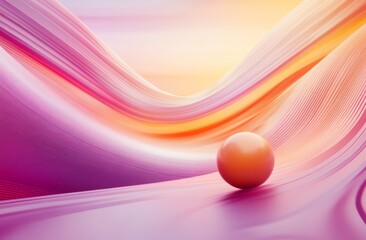 Poster - Abstract vibrant waves landscape with sphere