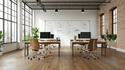 Aufkleber - Bright open office space with industrial and modern design