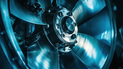 Poster - Closeup of a metallic industrial fan blades and hub