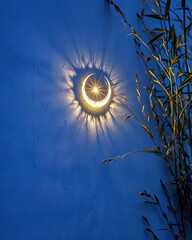Poster - Crescent Moon and Star Illuminate a Dark Space With a Warm Glow Enhancing the Night’s Magic