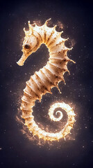 Aufkleber - Seahorse Drifts Through an Ethereal Galaxy of Swirling Cosmic Dust in Serene Silence