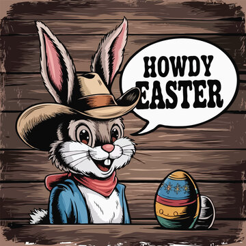 Howdy Easter Retro vintage vector T-shirt Design