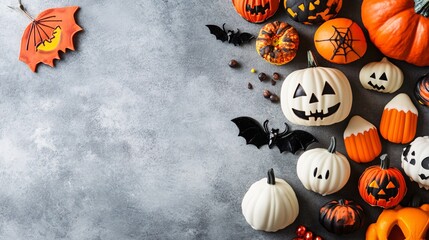 Aufkleber - Halloween decoration bordering right side of dark background with copy space