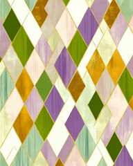 Poster - Exploring the Vibrancy of Modern Geometric Harlequin Patterns in Rich Colors and Textures