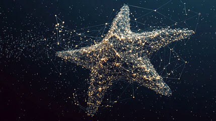 Poster - Radiant Starfish Floats in the Cosmic Void Like a Luminous Constellation of Interwoven Stars