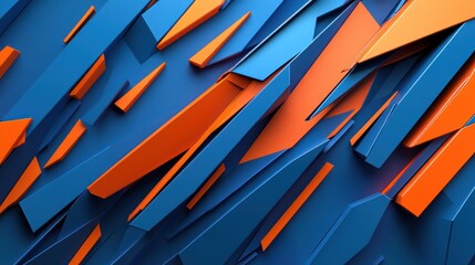 Aufkleber - Abstract Blue And Orange Geometric Shapes Design