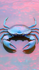 Aufkleber - Sleek Cosmic Crab Reflects the Universe in a Minimalist Aquatic Scene