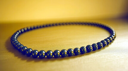 Poster - Prayer Beads Gracefully Spiraling in a Serene Minimalistic Display on a Smooth Surface