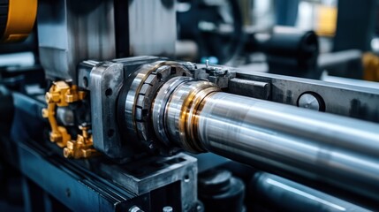 Poster - Industrial Machinery Closeup Showing Metal Rollers And Bearings