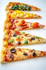 Wall Mural - Slices of pizza with various toppings