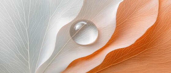 Poster - nature's serenity water droplet on leaf close-up indoor minimalist