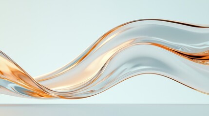Poster - Flowing glass wave abstract art studio digital design minimalist side view modern aesthetics