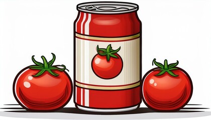 Wall Mural - tomato sauce can with fresh tomato design for food packaging