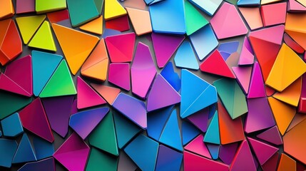 Poster - Abstract Colorful Geometric Pattern of Triangles