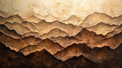 Poster - Abstract Textured Mountain Range Artwork Depicting Layers Of Brown Tones