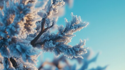 Wall Mural - frosted tree close up