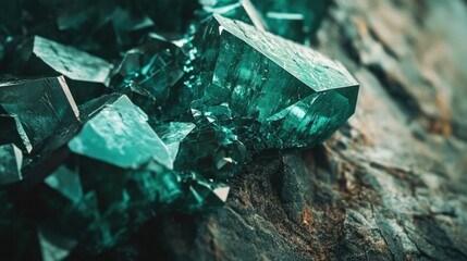 Wall Mural - Green Crystals on Rock