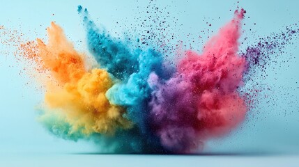 Poster - Vibrant color explosion art studio setting aesthetic background close-up view creative expression