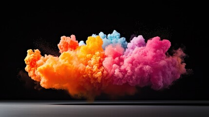 Aufkleber - Vibrant colorful smoke explosion studio setting digital artwork black background artistic perspective abstract concept